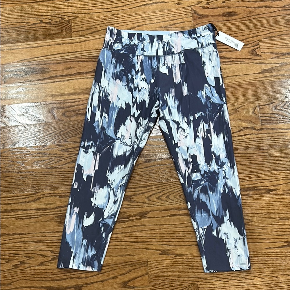 Calvin Klein Blue and White Leggings Athletic Stretch